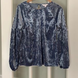 Blue crushed velvet top